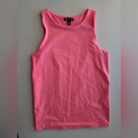 Versona Soft Hot Pink High Neck Tank Top Y2K Barbiecore Preppy Minimalist  XS - Picture 2 of 7